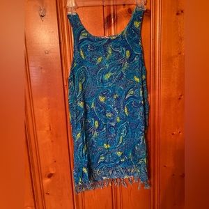 Size Medium Beach Cabana Bathing suit cover dress Fringed ends